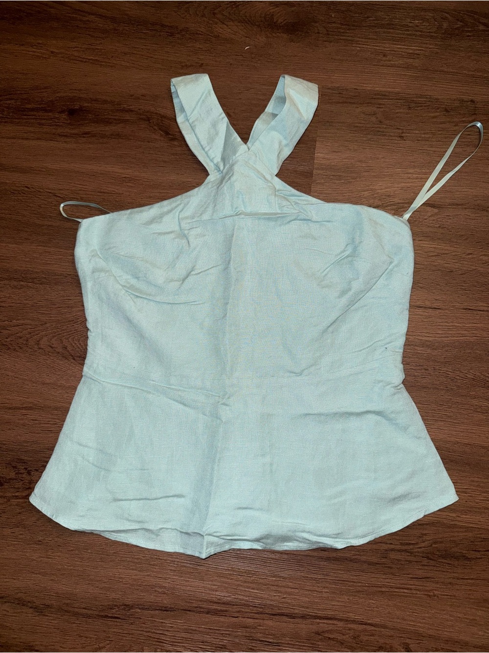 Seafoam/mint halter ann taylor Women's linen Tank Top